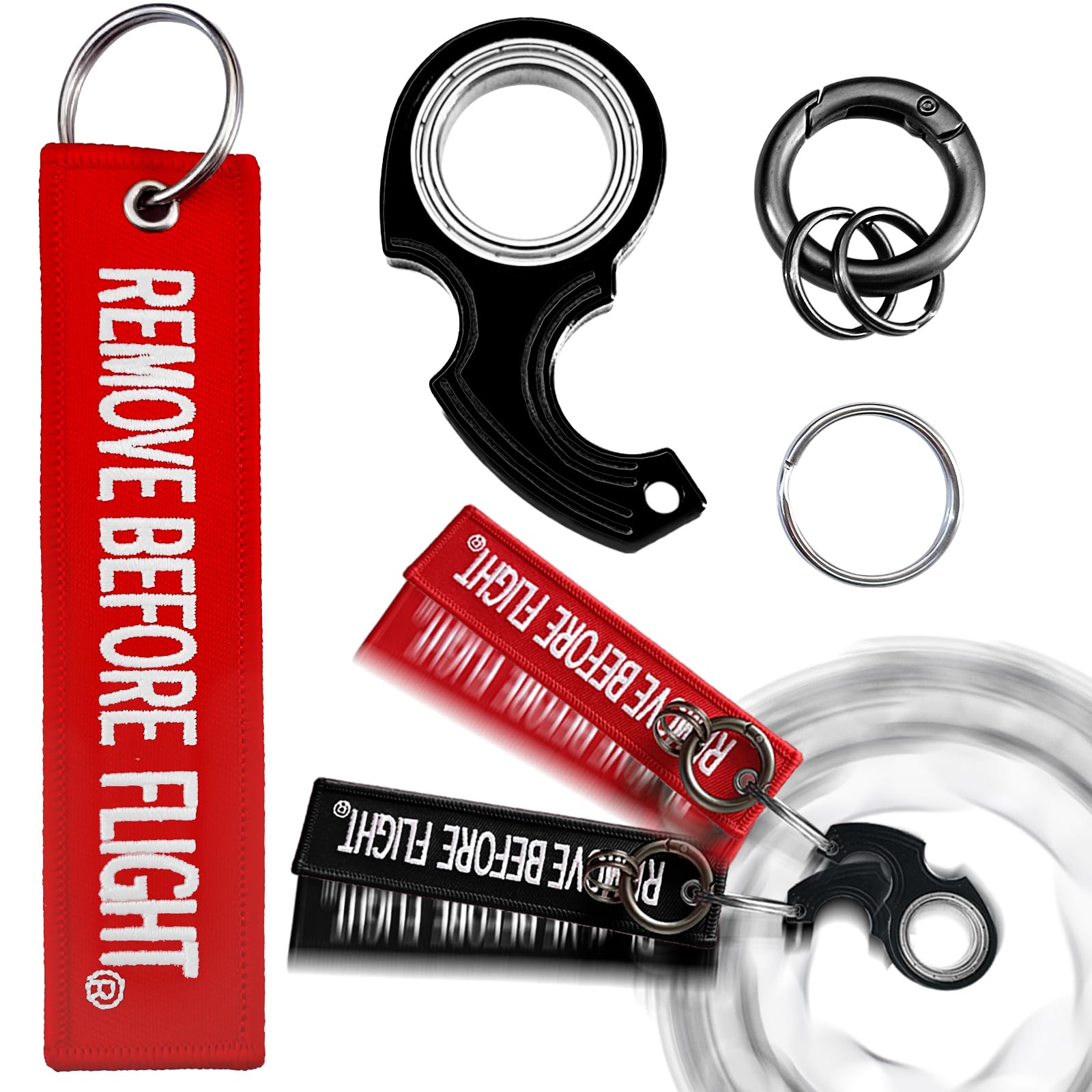 LENCLE Keychain Spinner Set,Fidget Toy,Full Metal Spinning Keychain Fidget with Tag for Motorcycles,Backpacks,and Men's Gifts