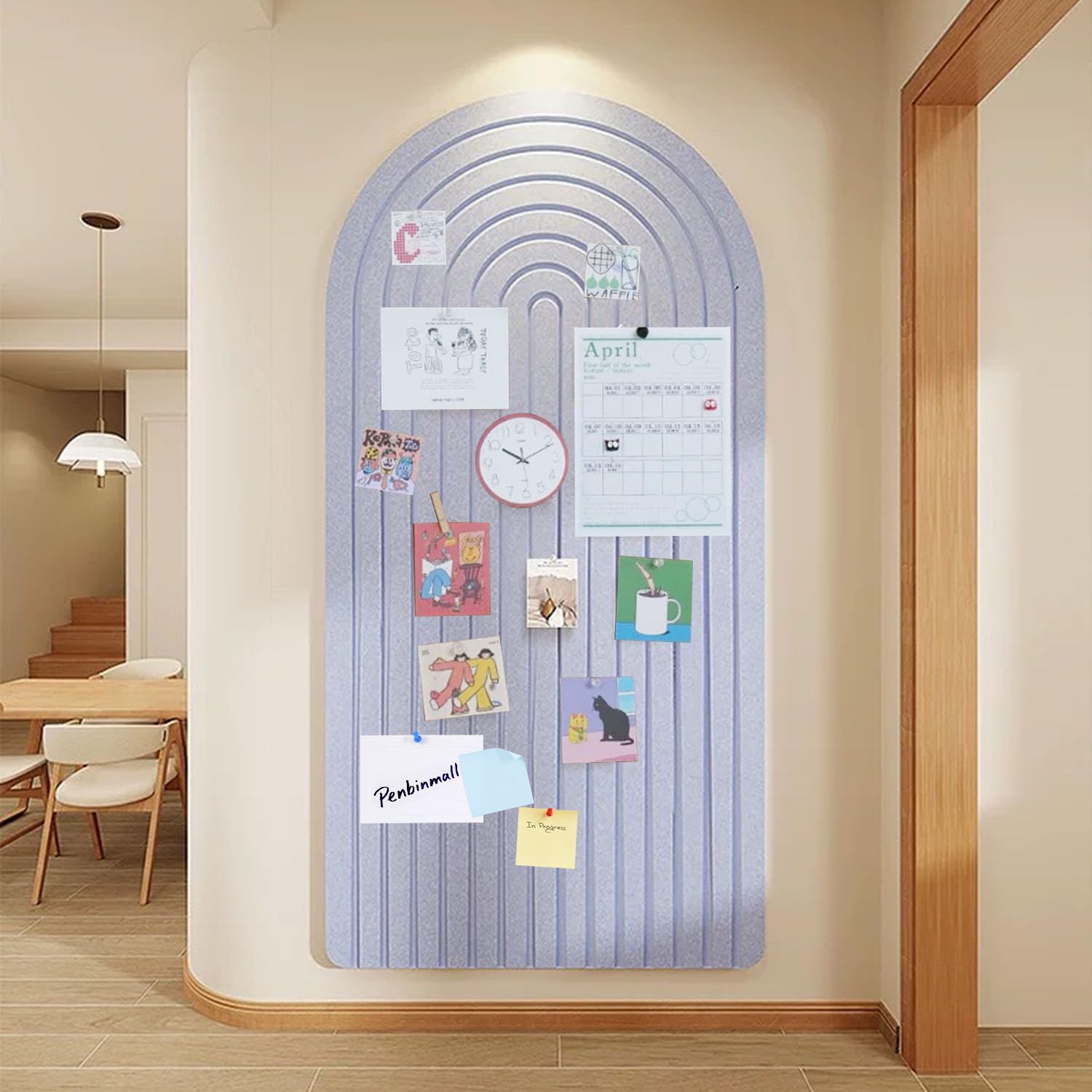 Large Felt Notice Board, 120 x 60 cm, Round Edges, Self-Adhesive, Alternative to Cork Board, Foldable with 30 Pins, Light Blue โ image 1