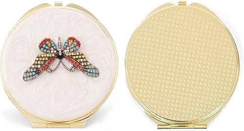 Miniatura 10 de Cottage Garden Pintado a mano esmalte de metal dorado ornamental vintage tapa con bisagras personal de 3 pulgadas maquillaje belleza espejo de viaje