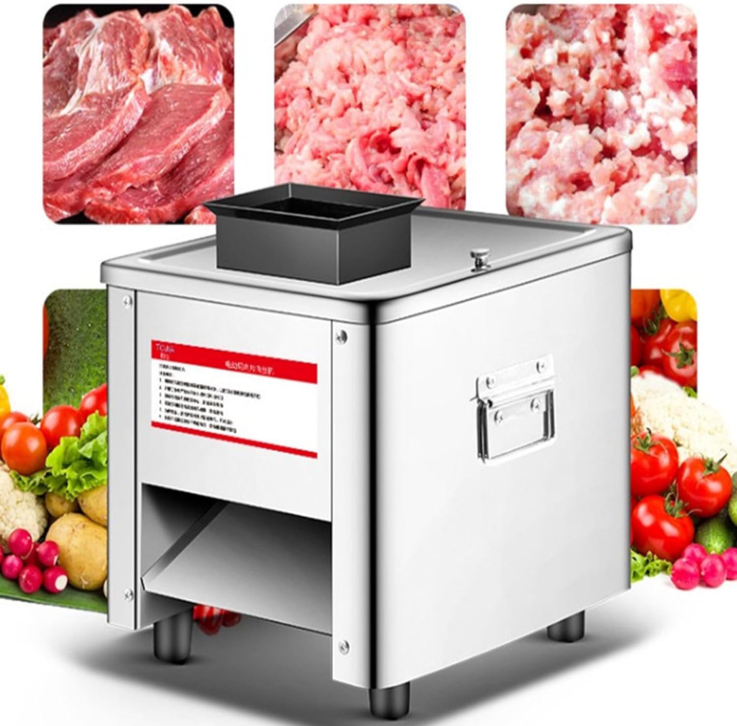 Electric Meat Slicer, Meat Cutter Machine, 850W Home and Commercial Electric Stainless Steel Chicken Fish Beef Meat Vegetable Slicer with a 2.5-21mm Blade,10mm