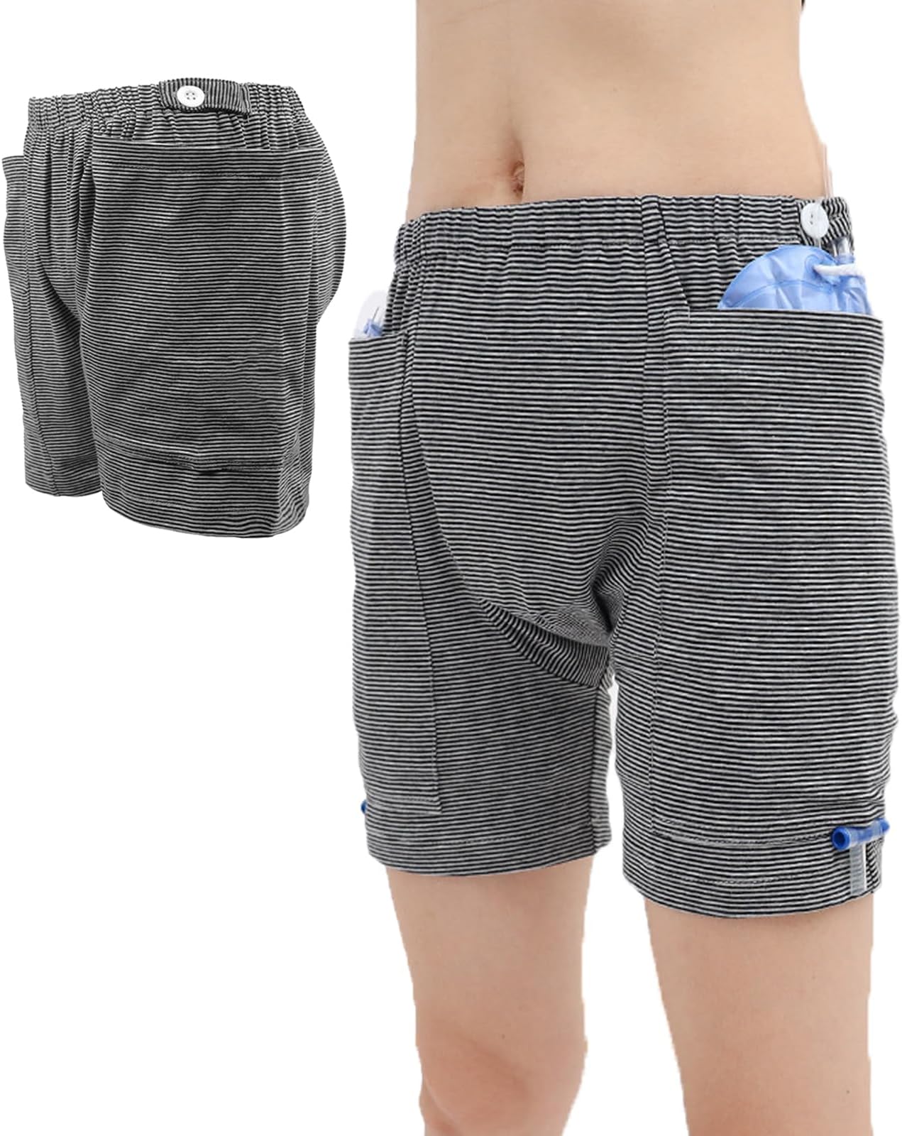 Incontinence Care Trousers for Men or Women, Double Pocket Urine Bag Pants Underwear (Can Hold 2000ml Capacity Urine Bag) Nephrostomy Bag Holder Leg Bag Catheter Pants for Elderly Bladder Patients