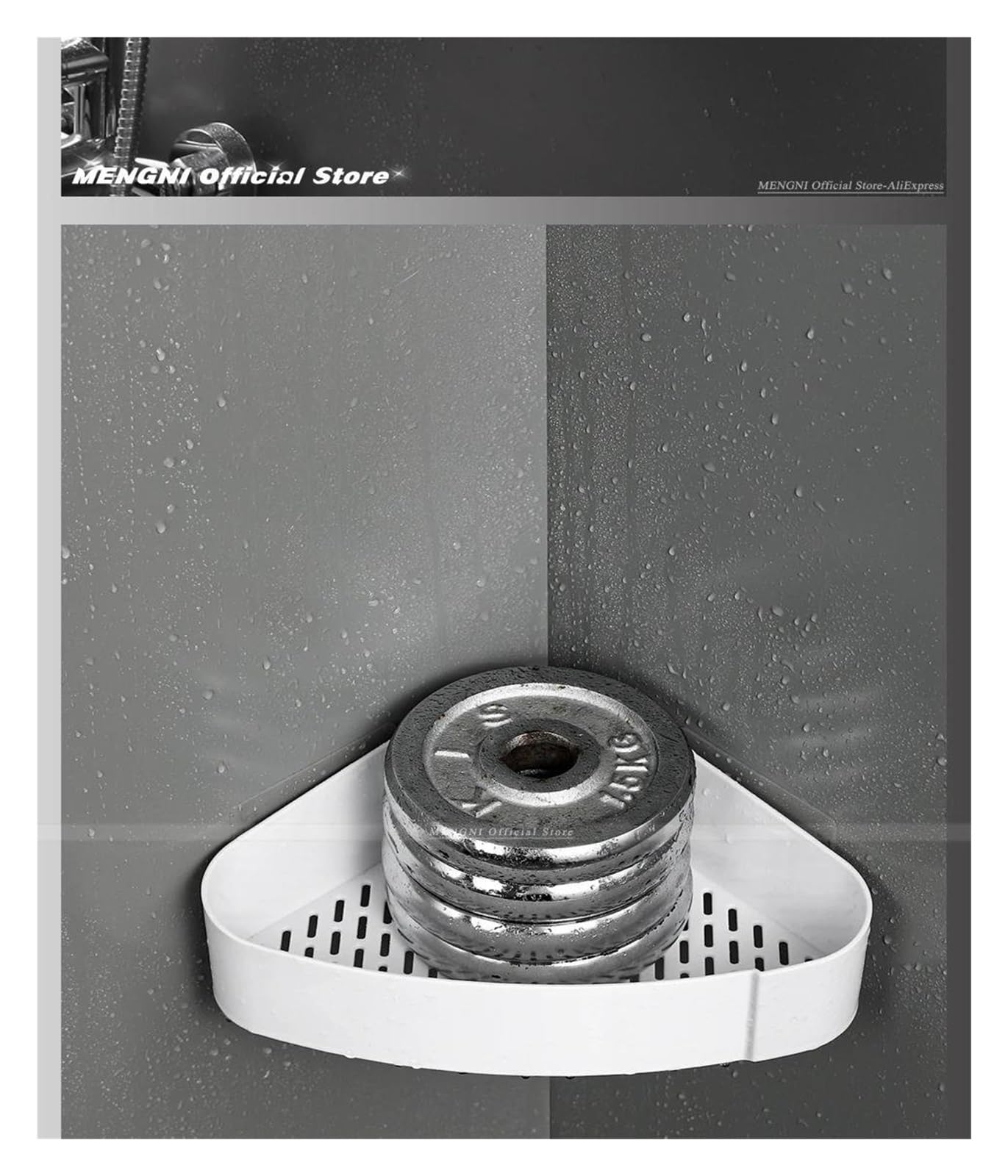 Mensole angolari per bagno, organizer da cucina, scaffale da parete per shampoo e doccia, set di accessori da bagno (triangolo con gancio)