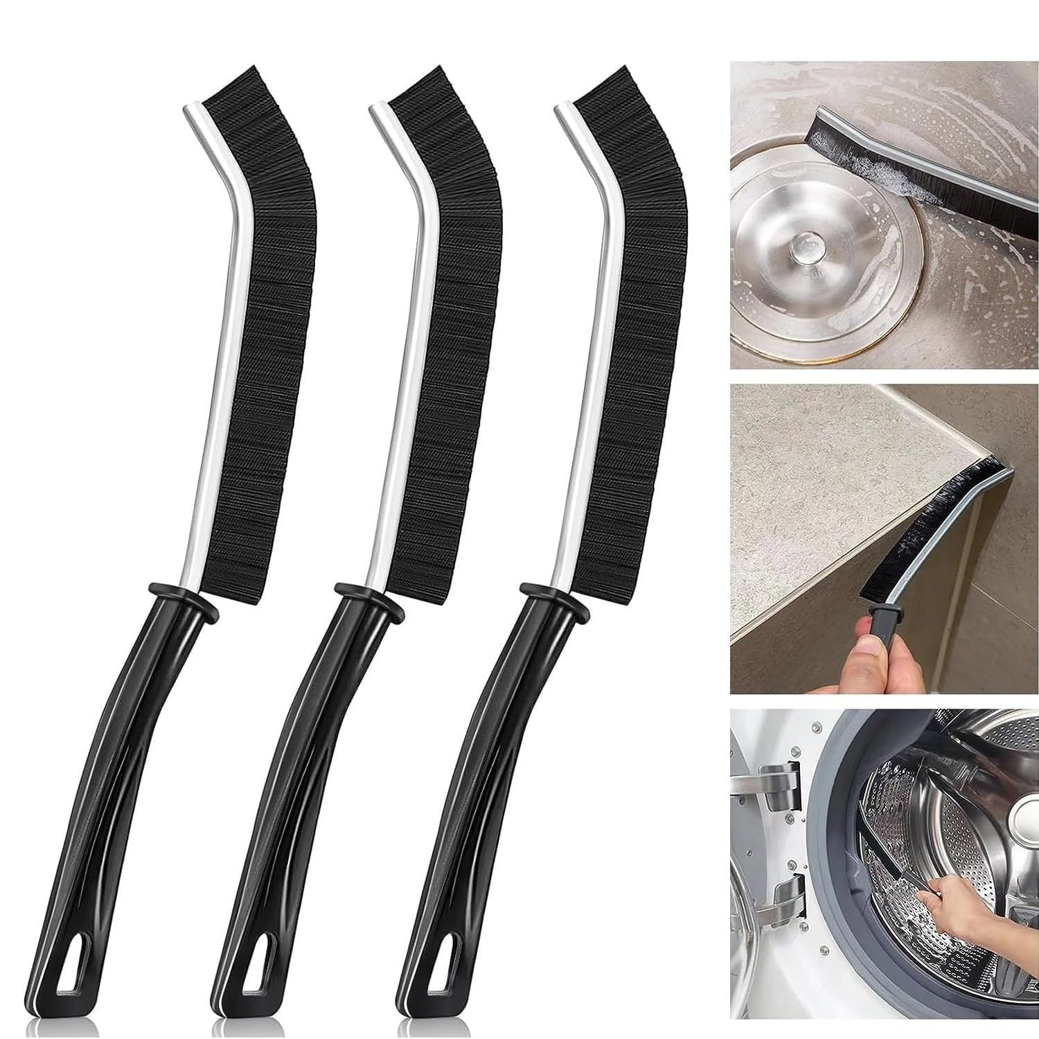 Fuelbyte 4 Pcs Plastic Gap Cleaning Brush,Bathroom Gap Cleaning Brush,Clean The Dead Corners of Kitchen Tiles,Multifunctional Window Slots,Multi-Purpose Door Window Track Deep Cleaning Brush