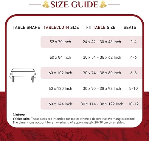 Miniatura 5 de Softalker Mantel rectangular de jacquard de Navidad con flor roja, impermeable y resistente a las manchas, de poliéster, estampado floral, para