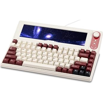 AJAZZ AKP846 Touch Screen Mechanical Keyboard/10.1" Touch Display/Hot Swan Compatible/Gasket Mount/Metal Knob/84 Keys Compact/Win Mac Compatible/White
