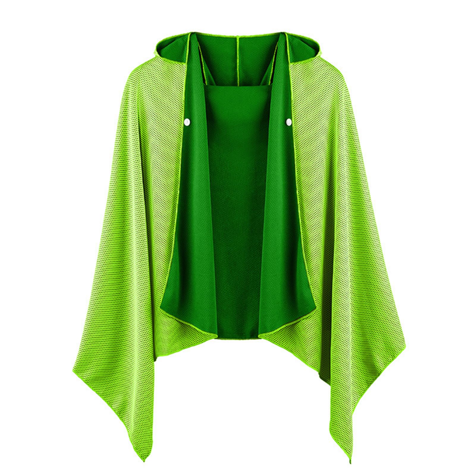 TWISAXC Durable Button Towel Easy To Wear And Off For Active Lifestyles Cape Hooded Bathrobe Sun Cape Sweat Towels, Fluorescent green