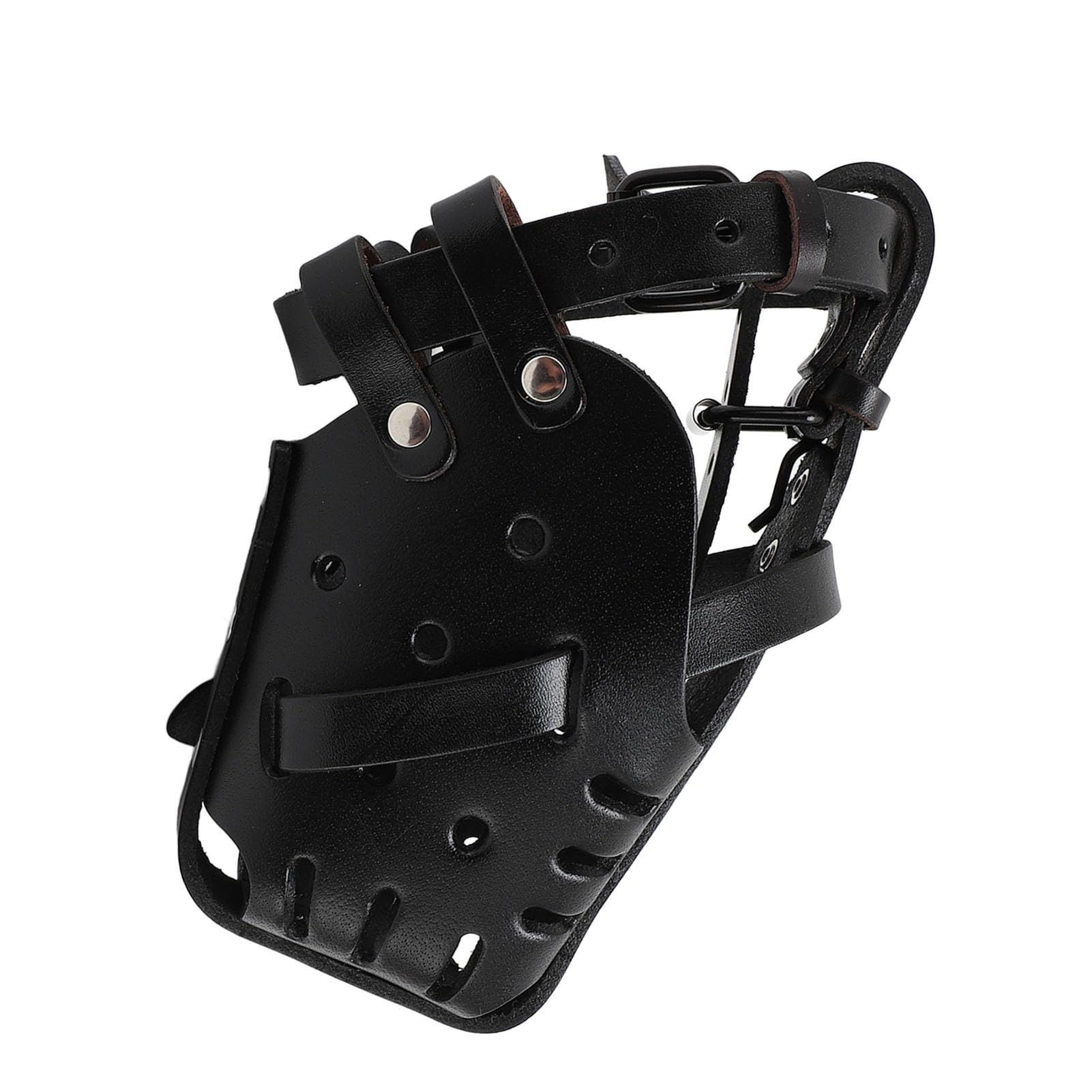 Muselière pour Chien réglable et Confortable en Simili Cuir - Cage Respirante pour Mordre, entraînement à la Mastication, Marche, toilettage - Noir - pour Animaux de Compagnie de