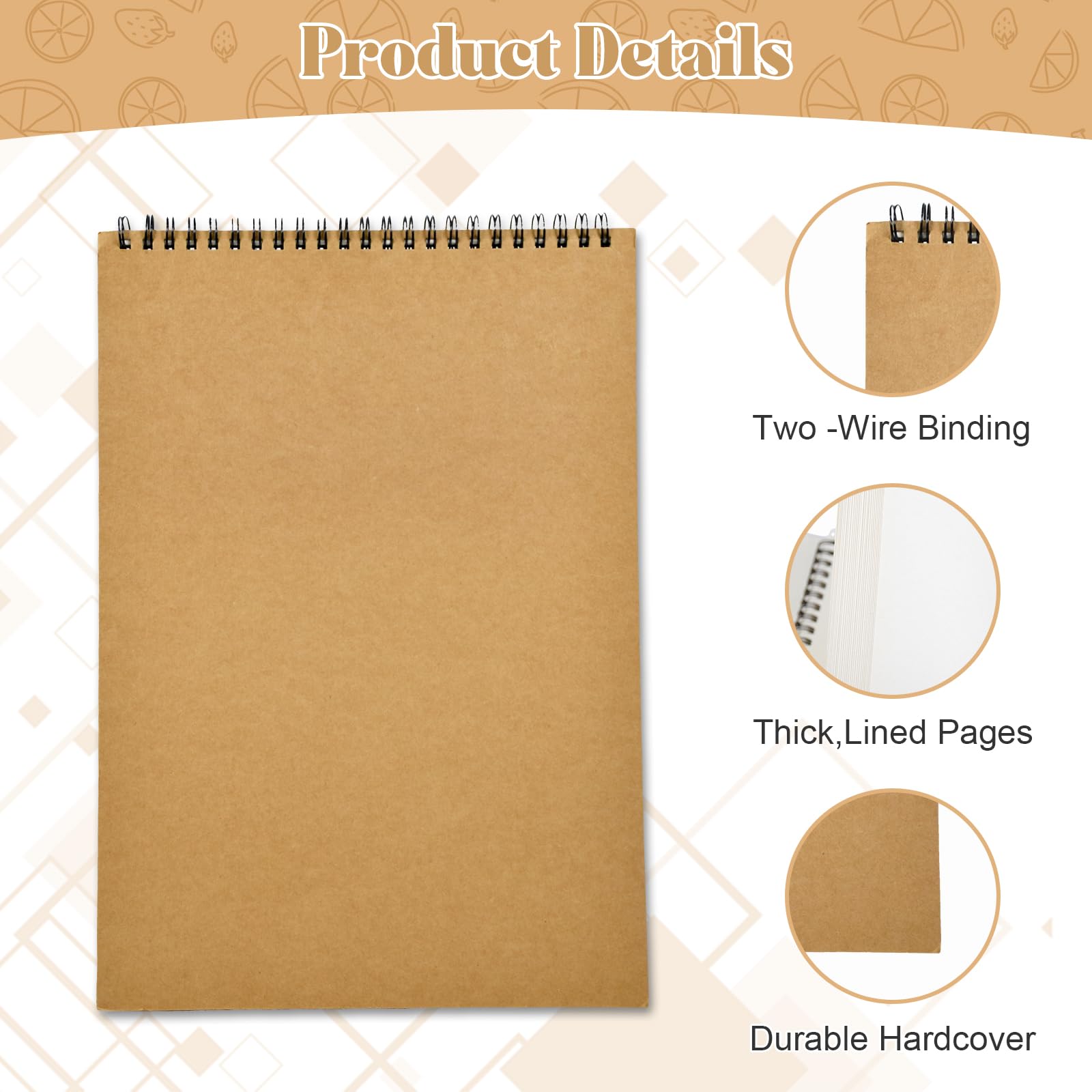 Elezeal Spiral Bound Notebook,A4 Sketchbook Notebook with Hard Kraft Card Cover Sketchpad Drawing Paper - 30 Sheets, 8.2 x 11.7 inches, Premium Quality Paper for School, Office - Image 2