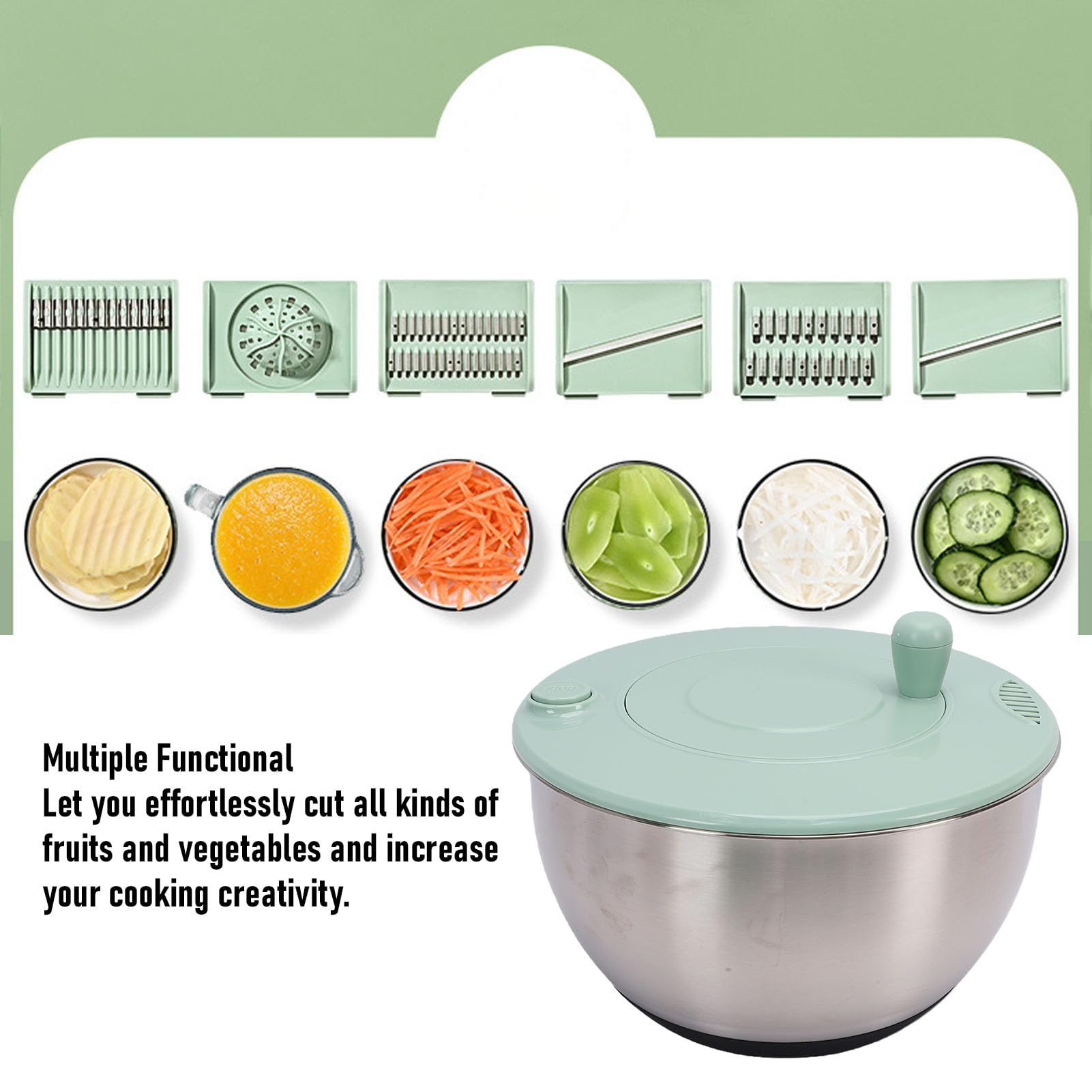 Deshidratador De Ensalada De Verduras Multifuncional Herramienta De Cocina Función De Deshidratación Con Cortadora De Pepino, Patata Y Zanahoria Para La Preparación De Alimentos
