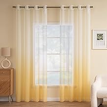 EMEMA Voile Tende Trasparenti con Occhielli Sfumato per Soggiorno Verticale Tenda per Finestra per Soggiorno e Camera da Letto 2 Pannelli 140 x 260 CM Arancione