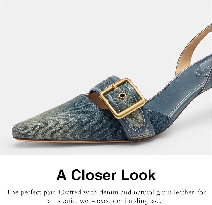 Coach Women's Margot Loved Denim Slingback Heels