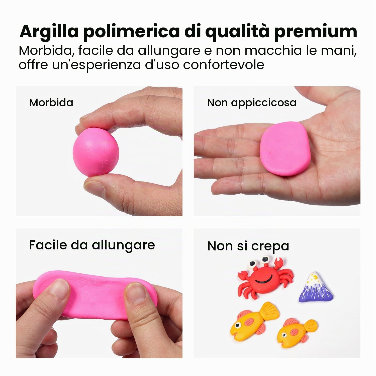 ARTFLY Argilla Polimerica, 50 Colori Kit Argilla, Argilla da Modellare al Forno, Kit Argilla Polimerica Creativa con Strumenti di Scultura e Accessori per Gioielli, Non Tossico
