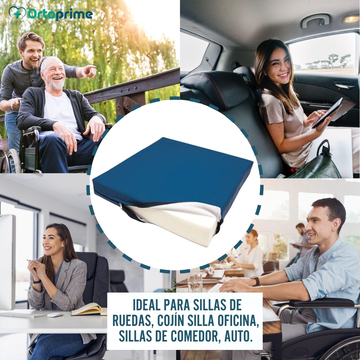 OrtoPrime Poduszka przeciwpoślizgowa Wiscoelastyczna Postural - Poduszka ortopedyczna Coxis Memory Foam - Poduszka terapeutyczna odleżyny - Nadaje się do wózka inwalidzkiego, domu, samochodu i biura