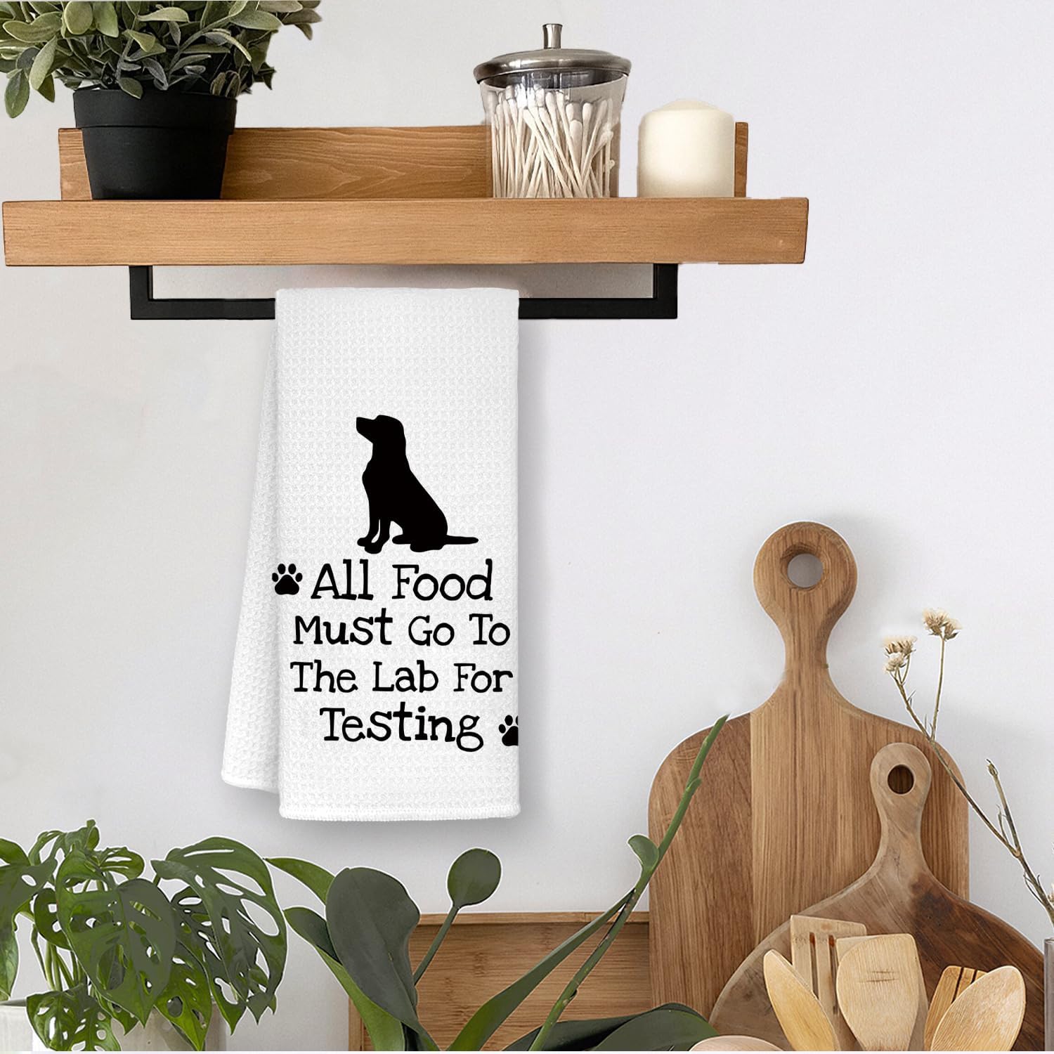 Funny Gifts Black Lab Dog Kitchen Towels, Black Labrador Retriever Gifts Dish Tea Towels for Kitchen, Funny All Food Must Go to Lab for Testing Decorative Hand Towels, 16x24 Inch - Image 2