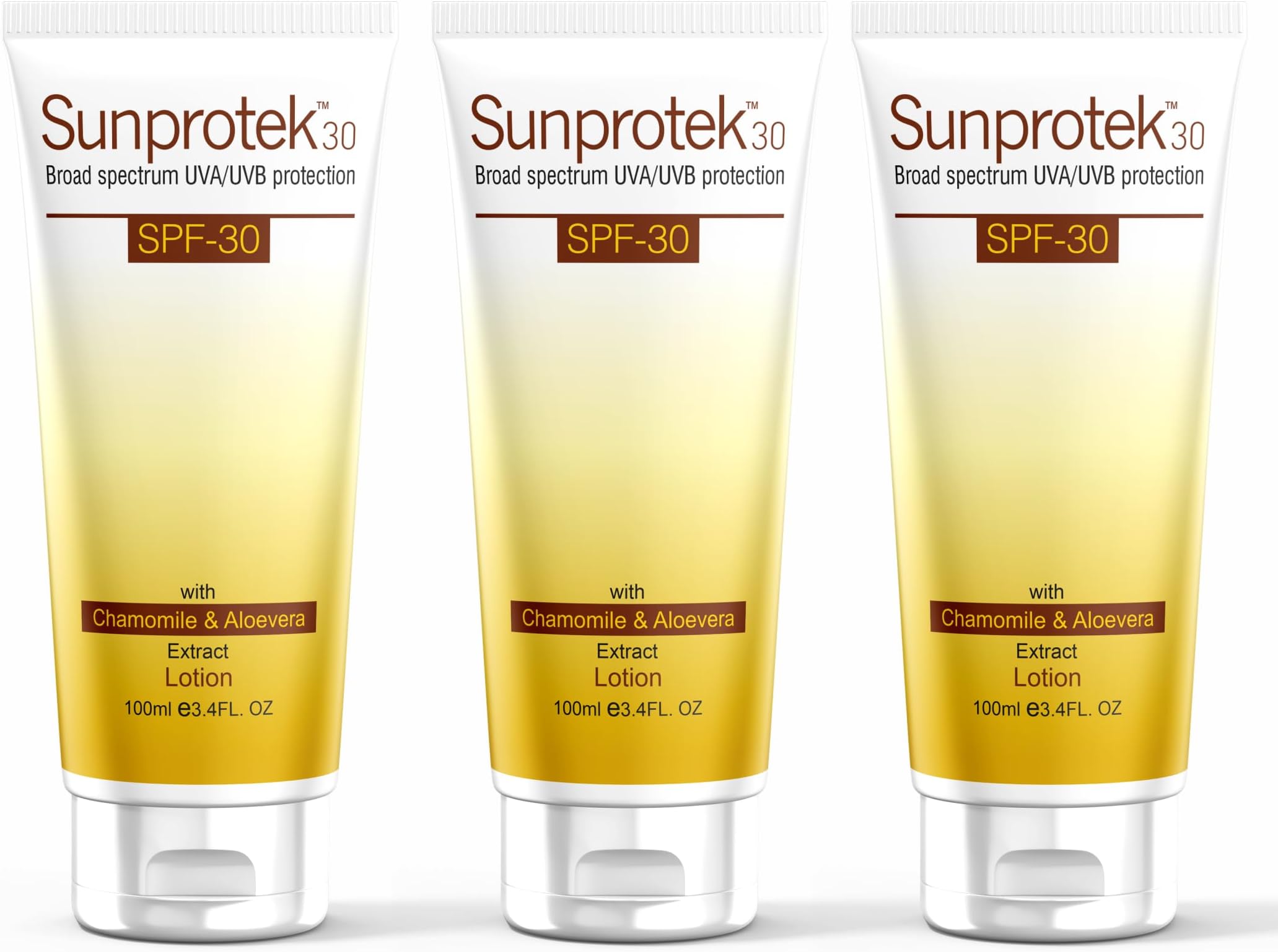 Salve Sunprotek Broad Spectrum Sunscreen with SPF 30+ Body & Face Lotion Protects from Harmful UVA/UVB Sun Rays - 100ml (Pack of 3)