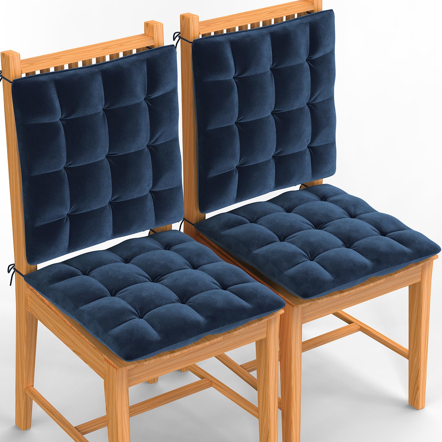 MY ARMOR Square Chair Pads Cushion for Comfortable Sitting - 40x40 Cm Seat Cushions with Ties for Sitting, Pooja, Dining & Office Tables - Navy Blue, Pack of 4