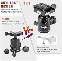 Vista 3 de HUNTPAL Soporte de cabeza de bola de trípode de 1.417 in para rifles, soportes para pistolas con tornillo de 1/4 de pulgada, montaje de rosca de 3/8