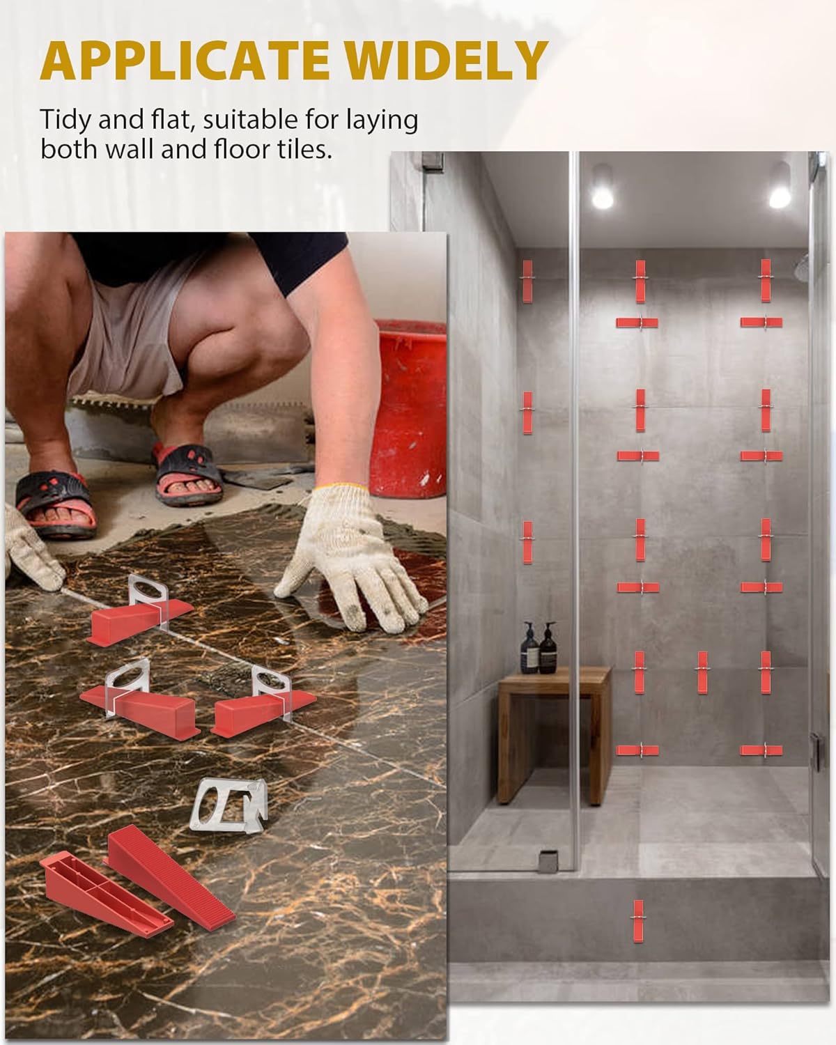 Tile Leveling System 1/8, 1PC Plier with 300 PCS 1/8 Inch Tile Spacers Clips and 100 PCS Reusable Wedges for Floor and Wall, Tile and Stone Easy Installation Accessory Tools Set Kits for PRO and DIYs - - 