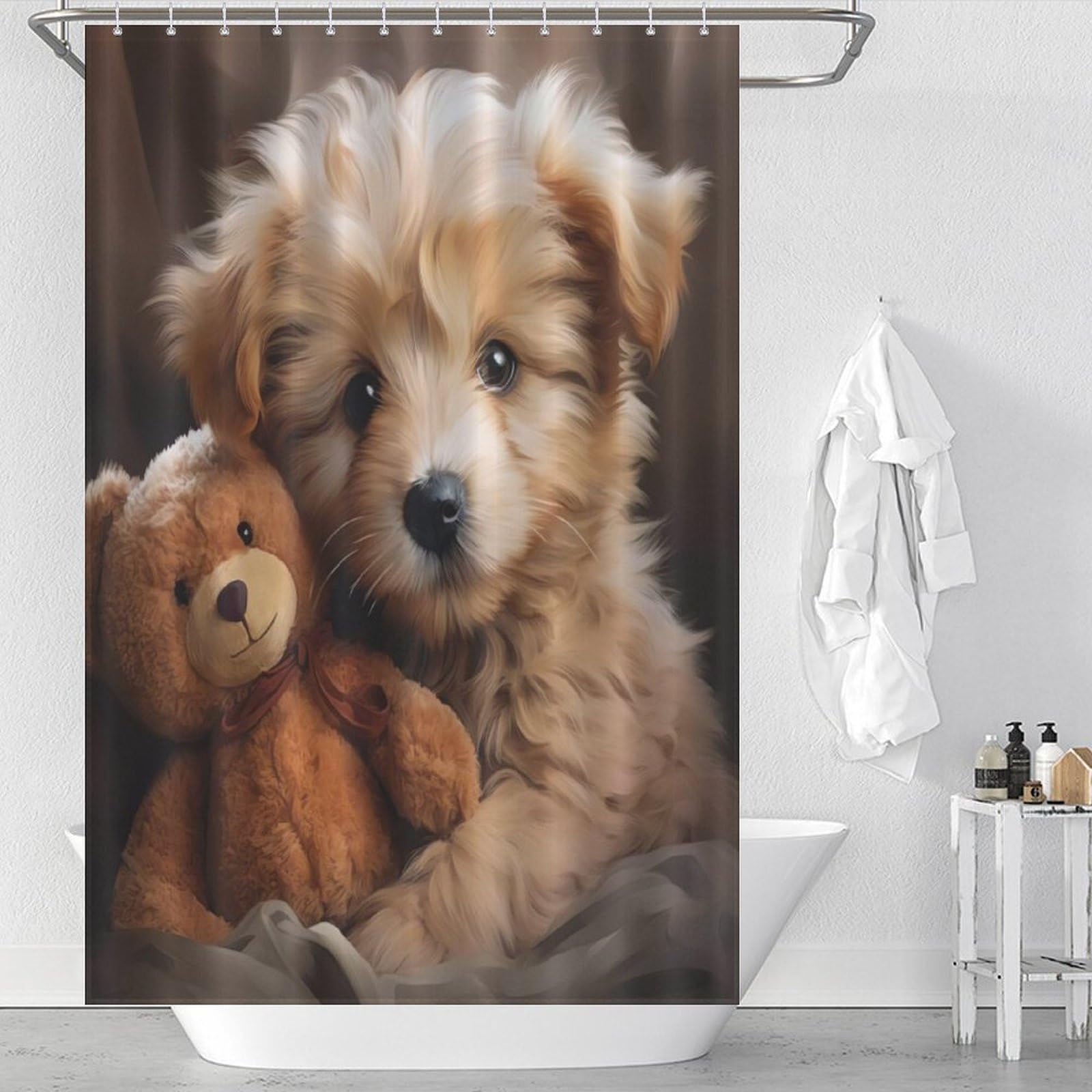 Chien rideau de douche anti-éclaboussures rideau de bain polyester lavable