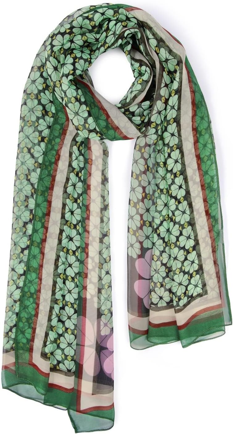 E-Clover Herebuy - Unique Women's Floral Scarves: Chiffon Flowers & Birds Printed Scarf - Image 9