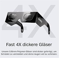 Ochelari pentru eclipsa solară ORRO, 45 mm, negri, 2 bucăți, purtabili peste ochelarii de vedere, cu certificare CE EN ISO 12312-2:2015, ochelari de protecție solară 5