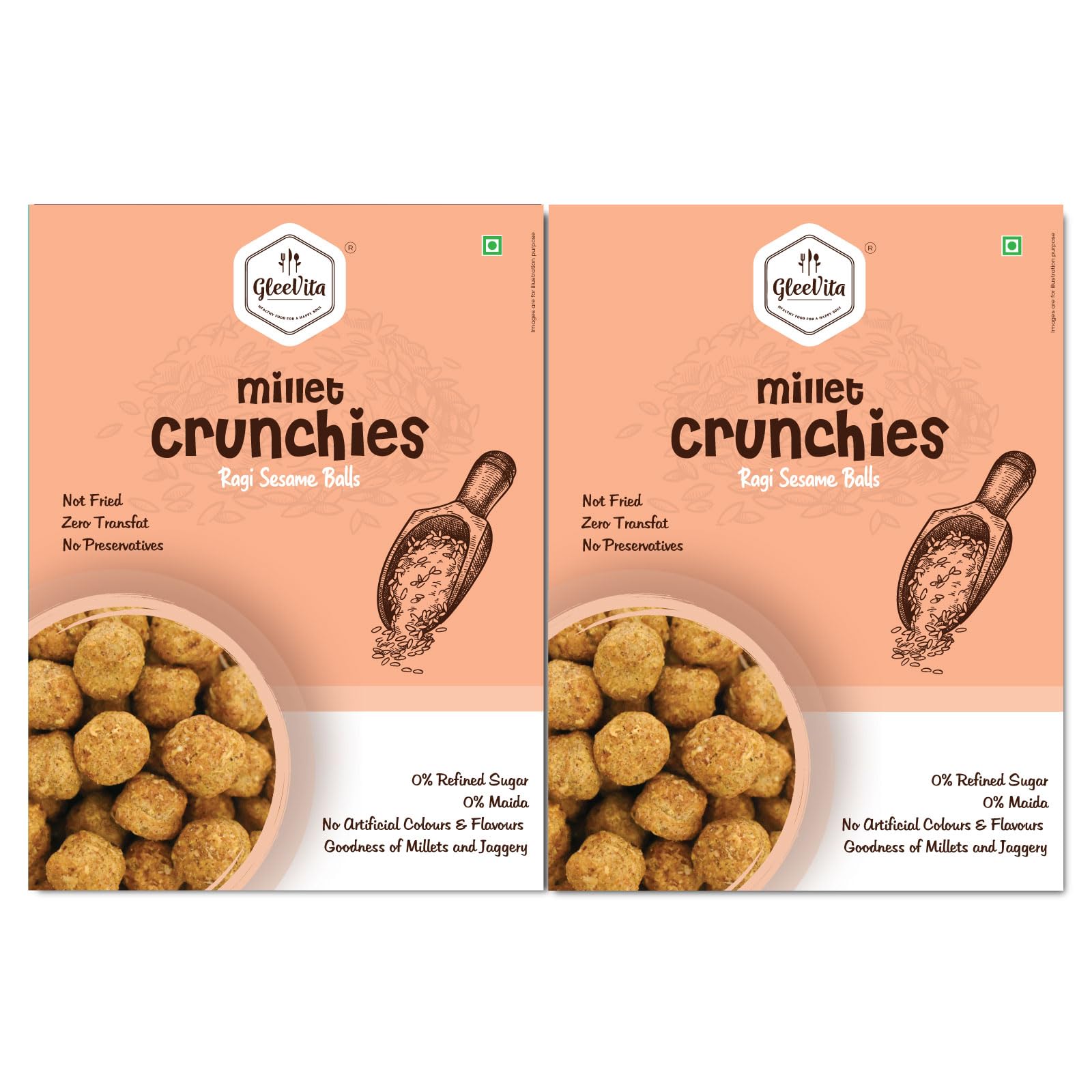 GleeVita Millet Crunchies - Ragi Sesame Balls | Pack of 2 | 150 Grams Each | Goodness of Millets & Jaggery | Healthy Snacks, Cereals | No Maida, No Refined Sugar, No Added Colours (B0CLTXKMZS) Amazon Price History, Amazon Price Tracker