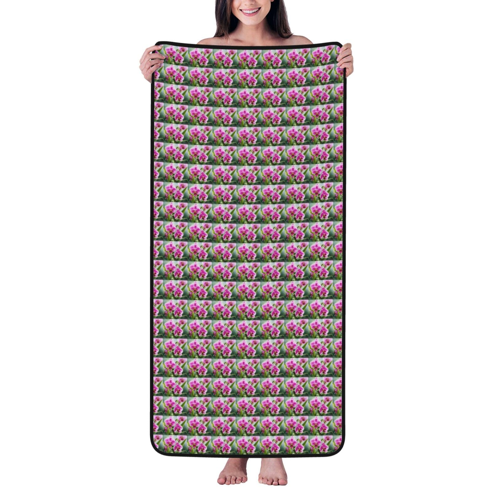 JBJGKHLP Orchid Print Women Men Couples Coral Velvet Bath Towel Ultra-Soft For Home Bathroom Travel
