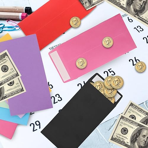 Miniatura 10 de Sobres para efectivo, 100 paquetes de 3.5 x 6.5 pulgadas, sobres rosas, sobres de monedas, sobres de semillas, sobres de colores en efectivo,