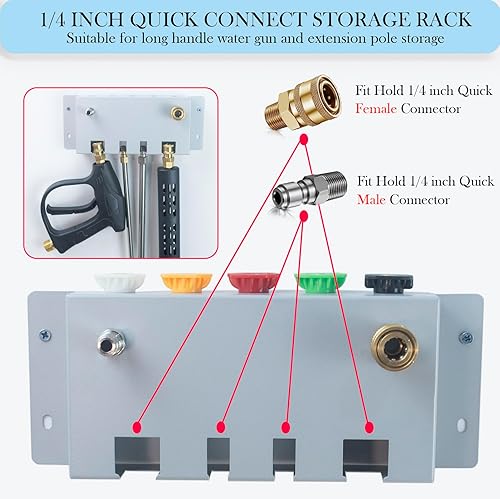 Miniatura 10 de Soporte para pistola de lavado a presión, soporte de cañón de espuma, punta de boquilla de lavadora a presión y estante de almacenamiento de