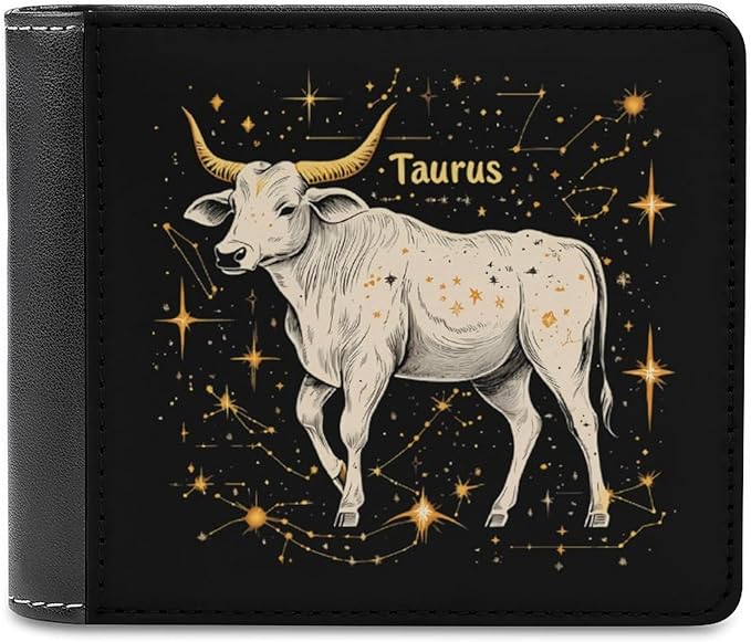 Zodiac Sign Taurus Printed Wallets for Men Slim Bifold Wallet with Multiple Card Slots Custom Present