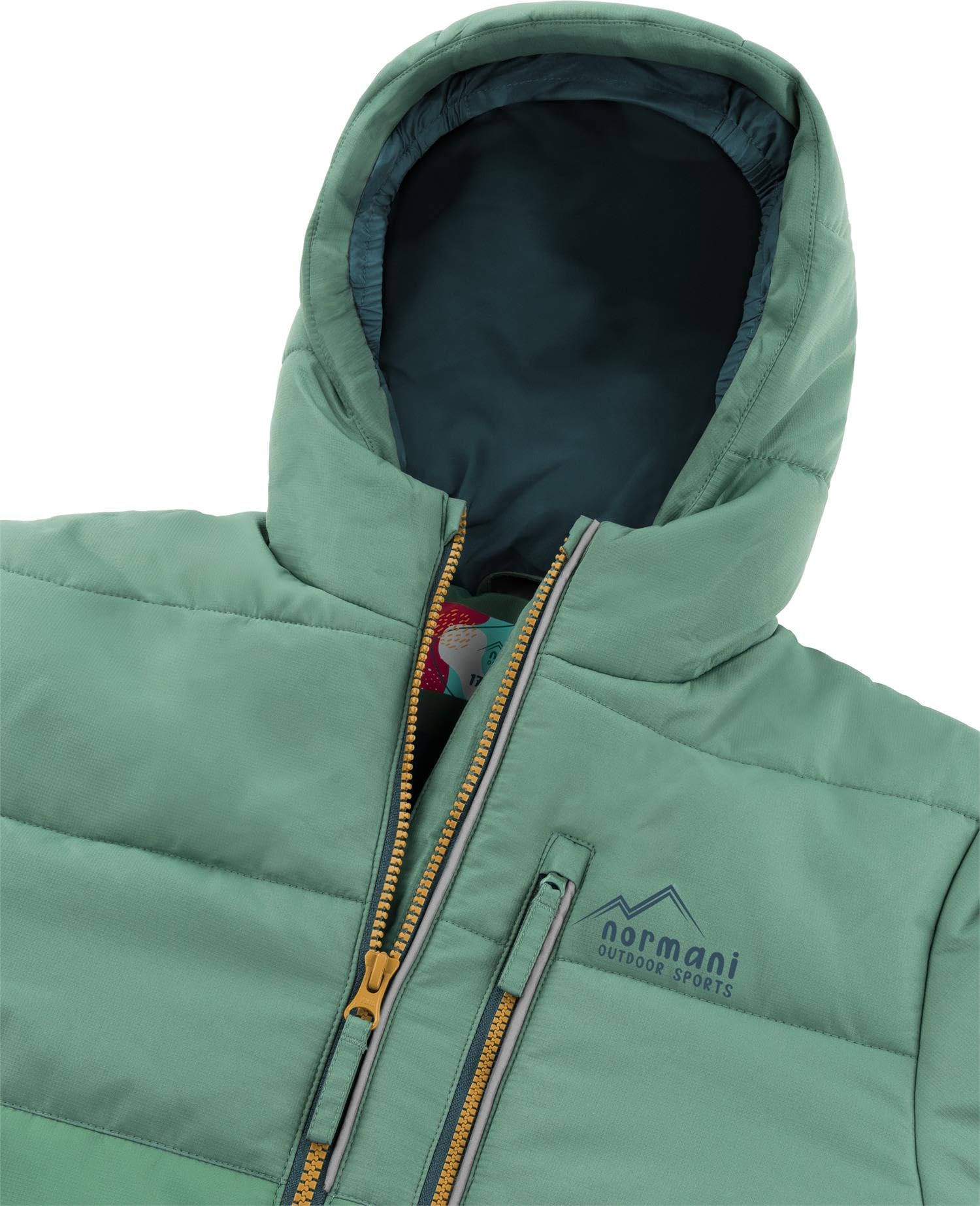 normani Kinder Thermojacke Winterjacke gefütterte Skijacke - Wasserdichte Steppjacke mit Kapuze und Reflektoren für Junge und Mädchen