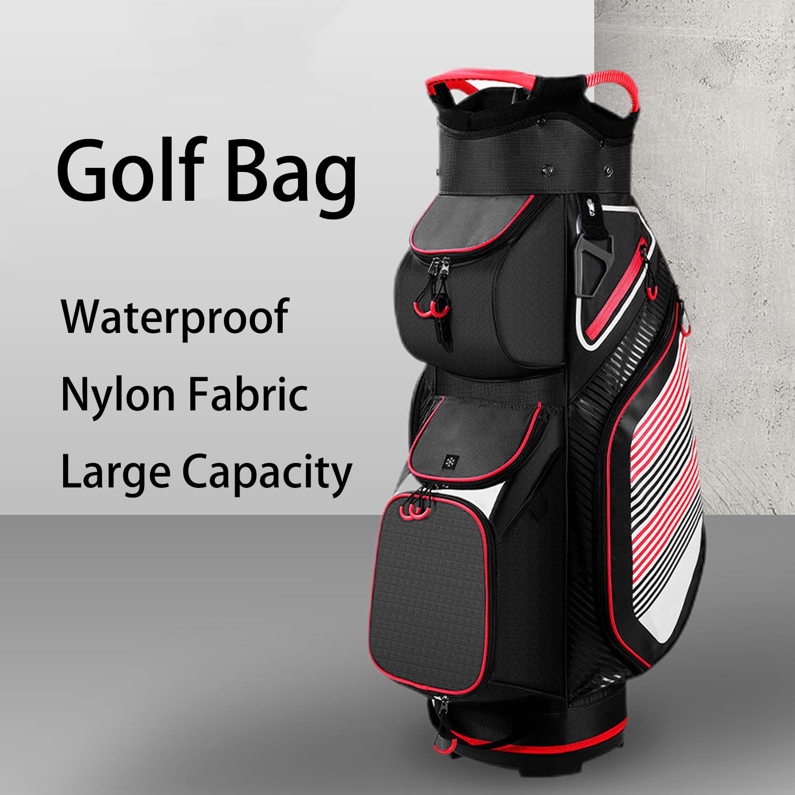 Borsa da golf in nylon impermeabile di grande capacità con tasche multiple per l'organizzazione completa del set