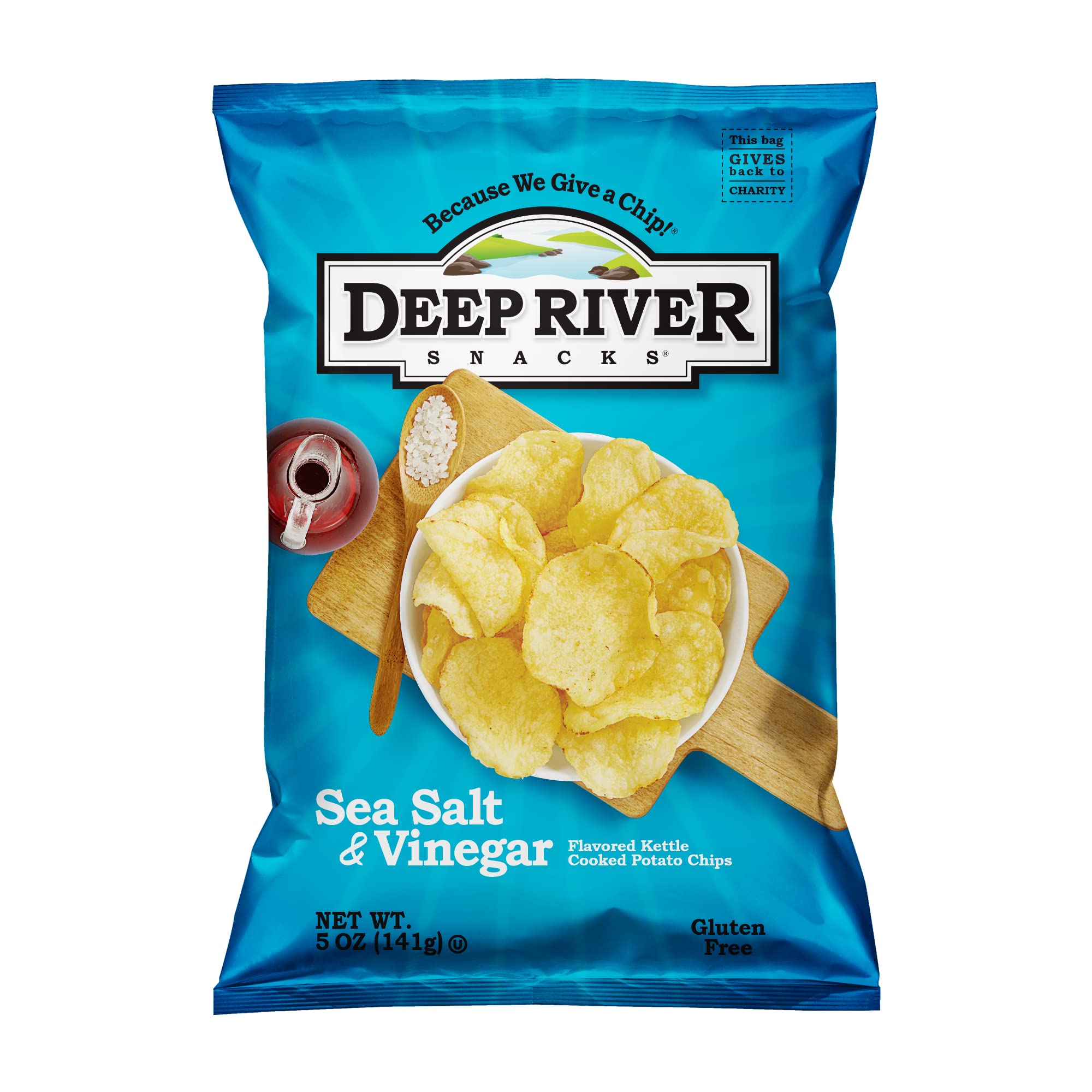 Deep River Snacks Sea Salt & Vinegar Kettle Cooked Potato Chips, 5 Ounce (Pack of 12)