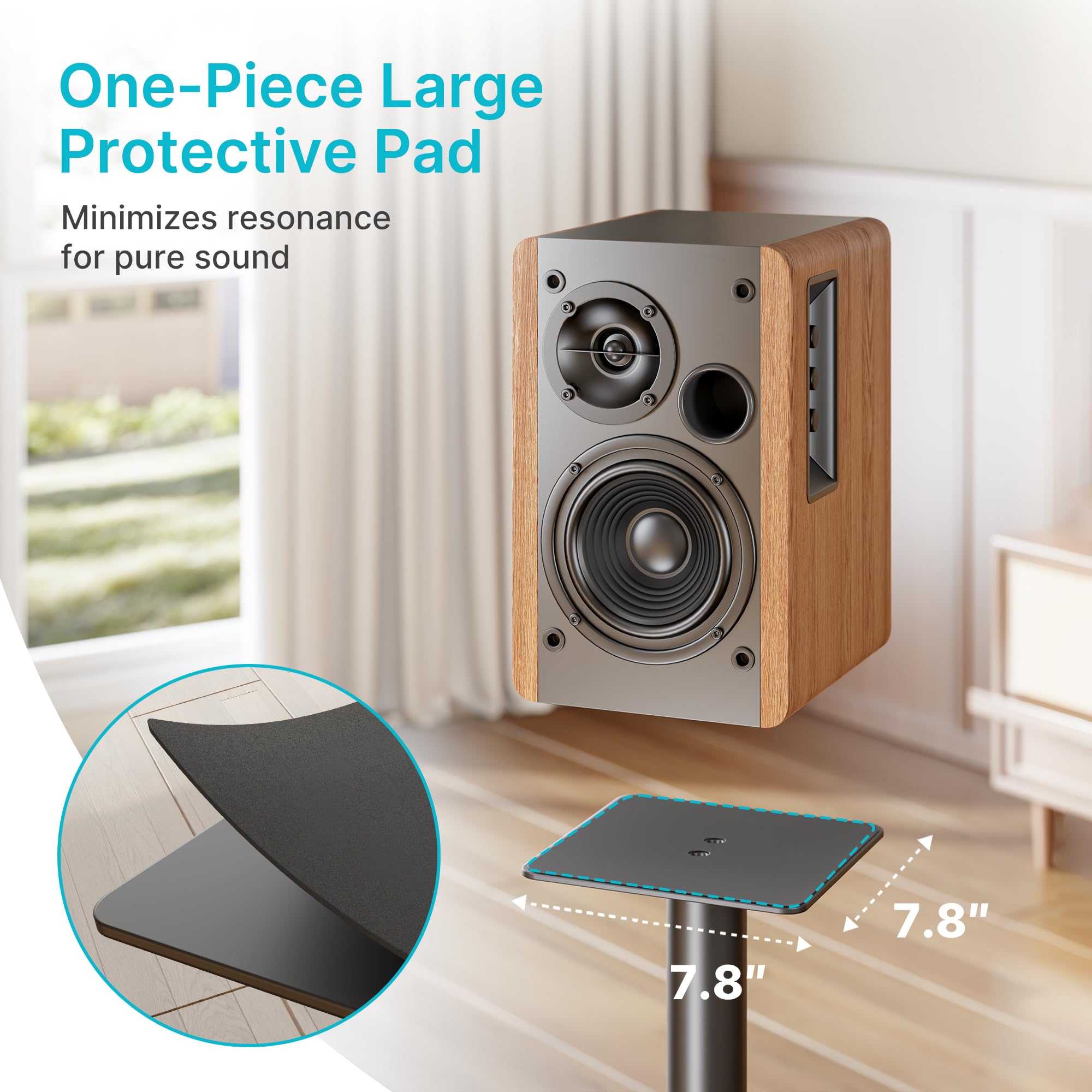 Pegzone Soporte universal para altavoces de sonido envolvente, capacidad de carga de 25 kg, soporte para altavoces de estantería de 76,5 cm de alto, gestión de cables, base grande con base de cristal