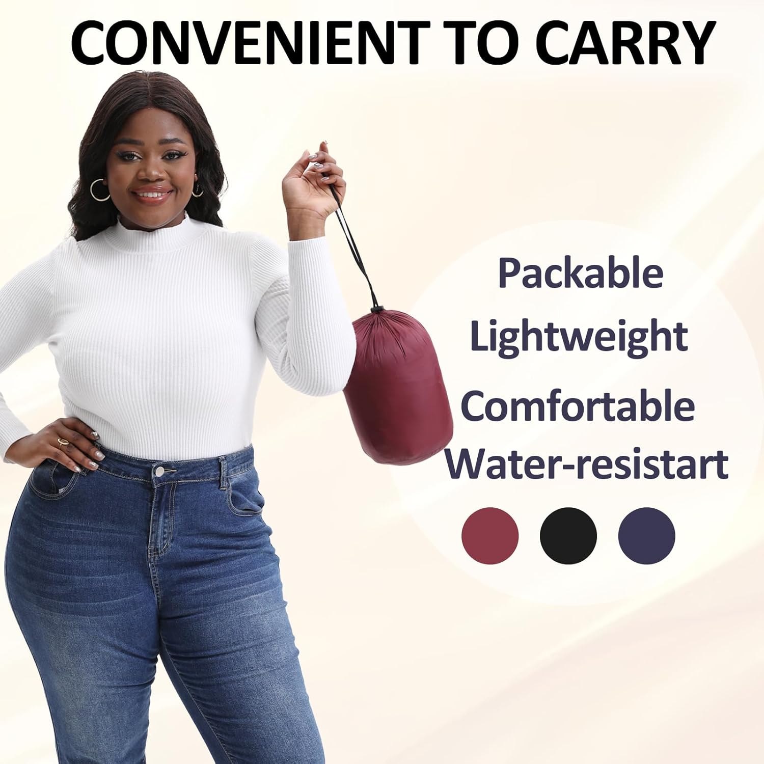 Women Plus Size Puffer Jacket 1X-7X Water-Resistant Mid-Length Winter Coat Lightweight Packable Puffer Coat - Image 5