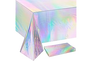 4 Pack Disposable Iridescent Plastic Tablecloths for 5th Birthday Decorations Girl