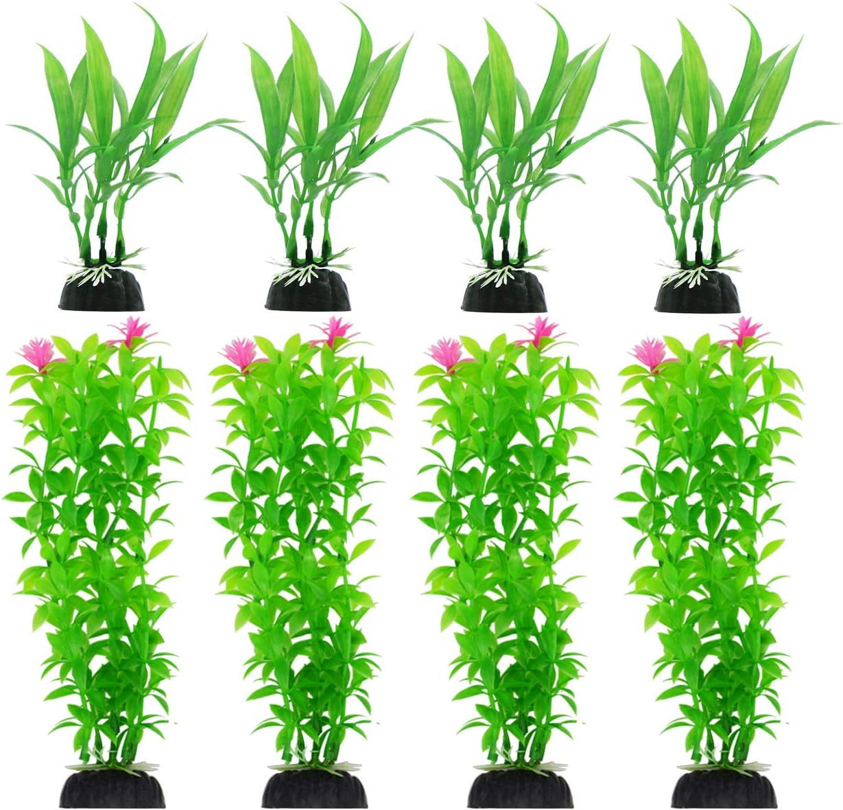 CousDUoBe 8 Pack Artificial Aquarium Plants, Used for Household and Office Aquarium Simulation Plastic Hydroponic Plants（Maximum 8 inches, Green）