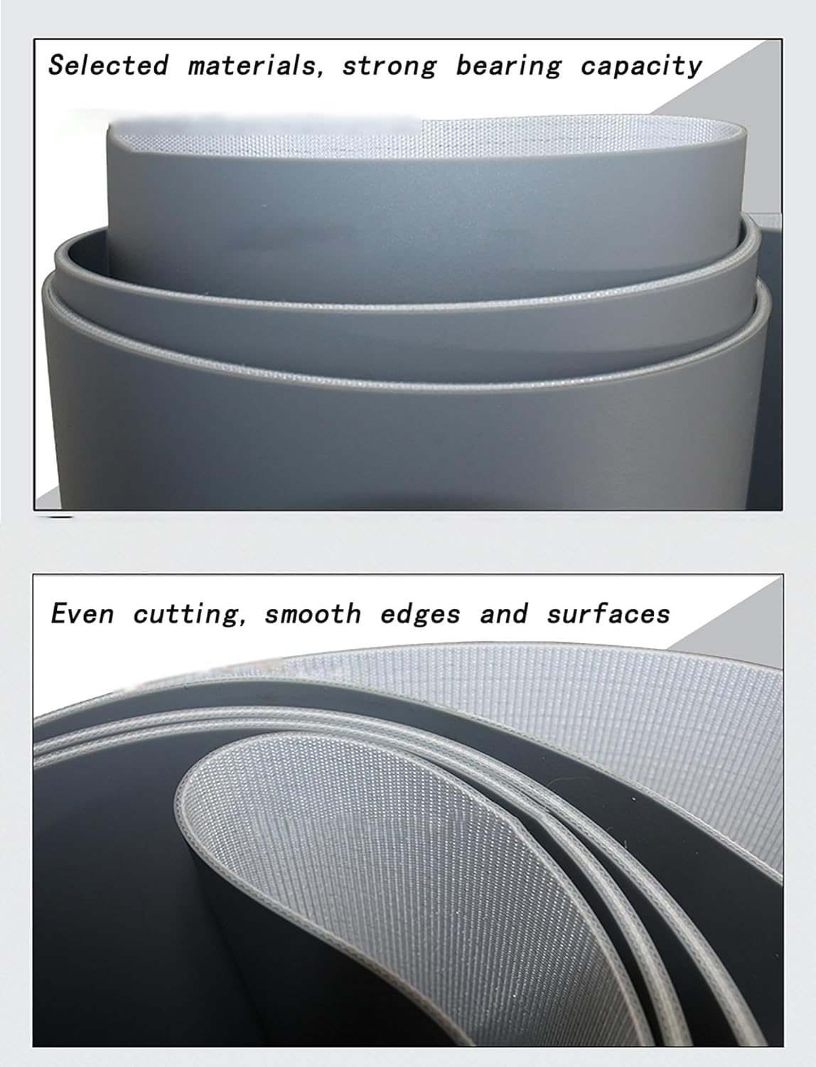 Graues industrielles Förderband aus PVC, geeignet for Produktionslinien in Verpackungsfabriken(60x200cm)