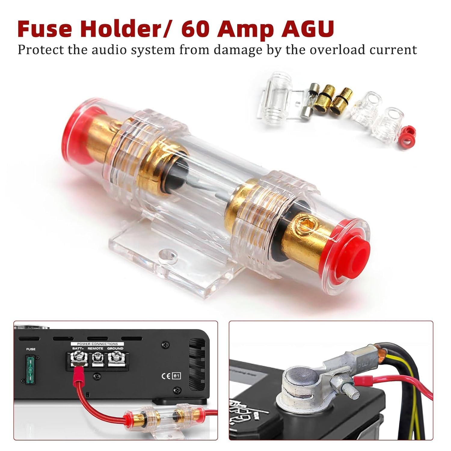 15pcs Set di Cavi per Amplificatori per Auto, 10GA Kit Completo Audio Auto, Kit Cablaggio Amplificatore Auto Subwoofer Audio, 1500W Stereo Subwoofer con Fusibile per Auto Camion Moto