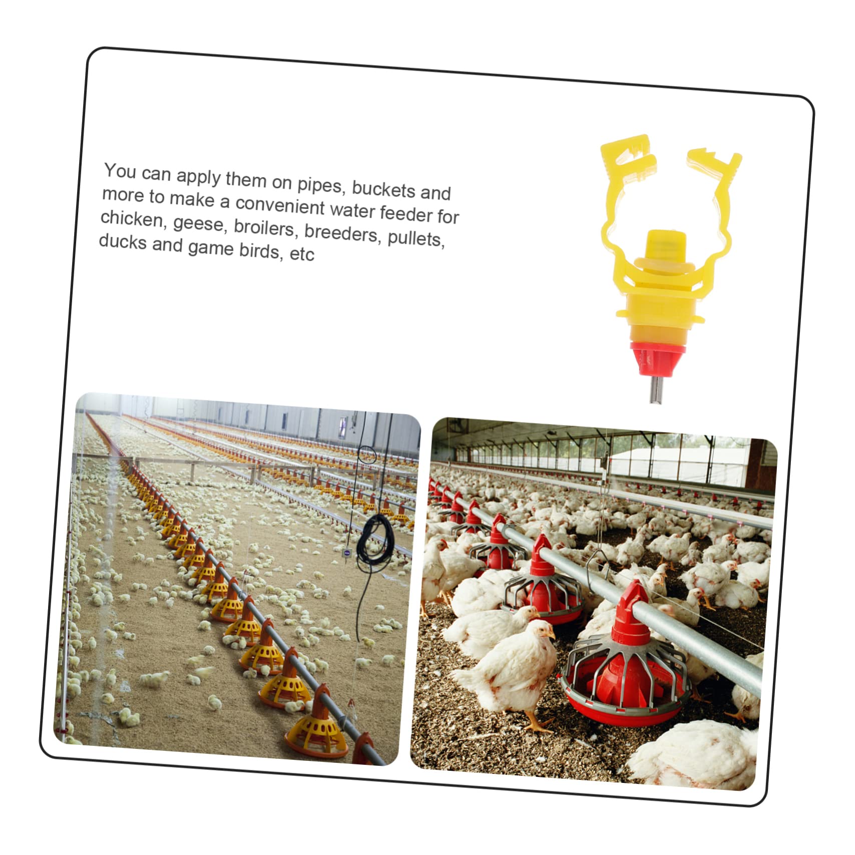 SUPVOX Automatic Chicken Waterer Poultry Water Feeder Set 20pcs Chicken Drinkers for Coop Farm Random