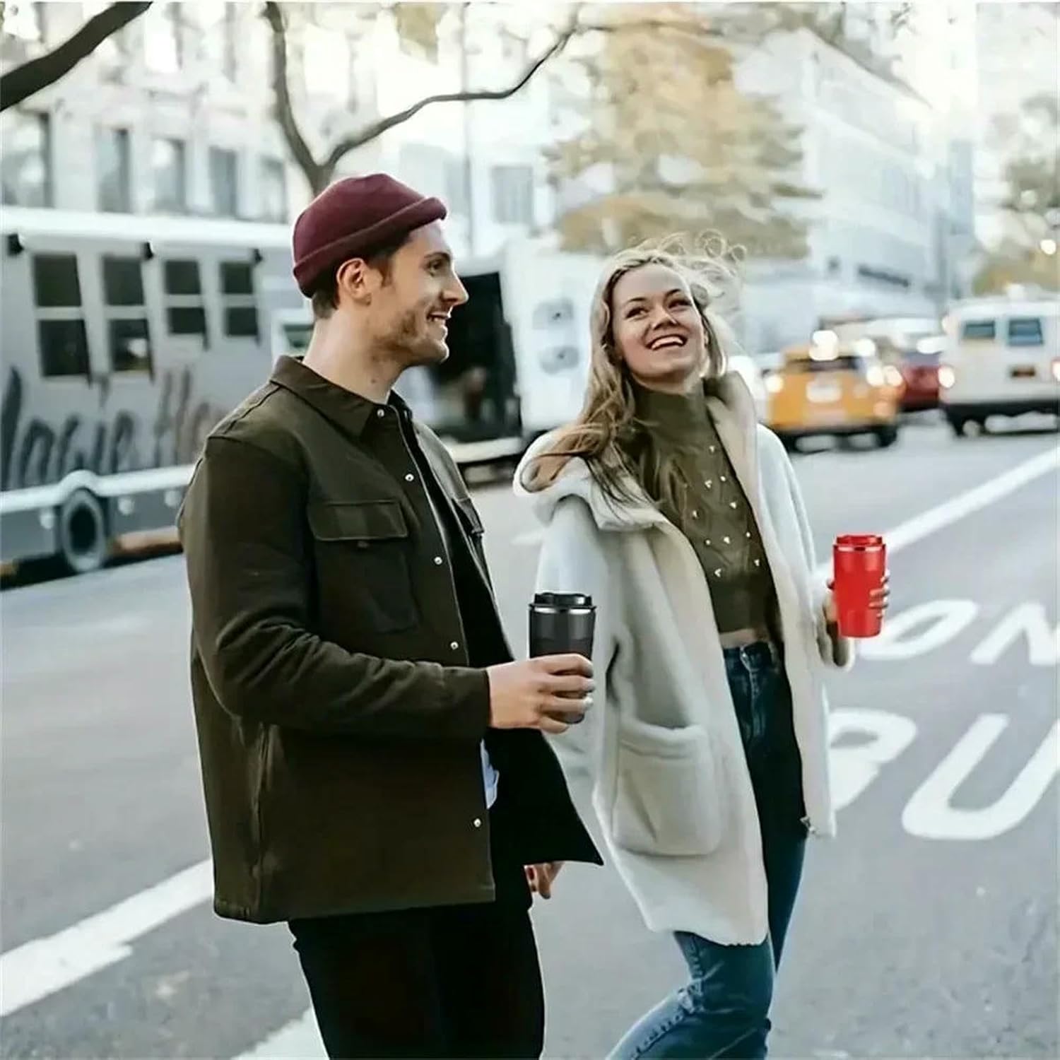 Double-Walled Stainless Steel Insulated Mug, Hot and Cold Coffee Mug, Leak-Proof Travel Mug-510Ml(17.24Oz)-Green 1Pc