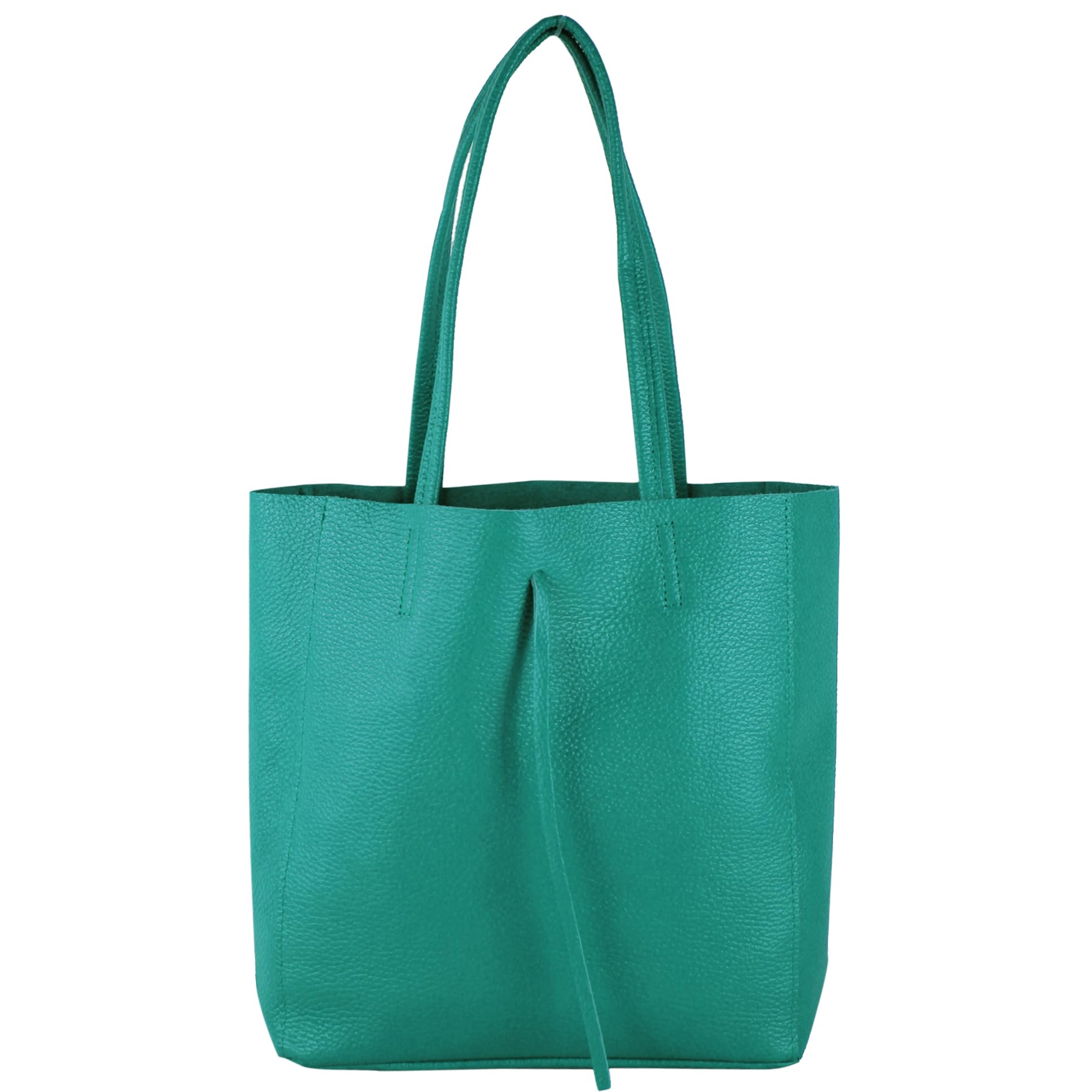 modamoda de Leather Tote Bag for Women, With Inner Pocket (Ladies leather shoulder bag, Turquoise blue)