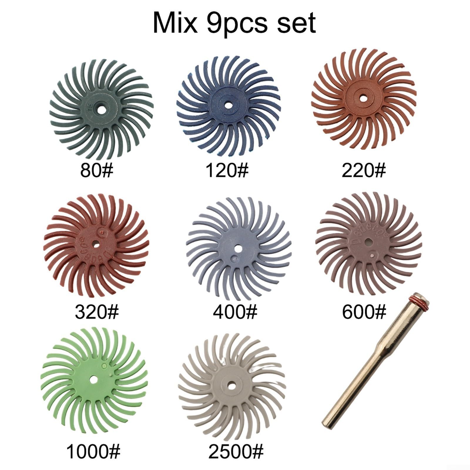 Kit di accessori per utensili rotanti con dischi radiali con rivestimento in ossido di alluminio per una preparazione efficace ma delicata (grana 120)