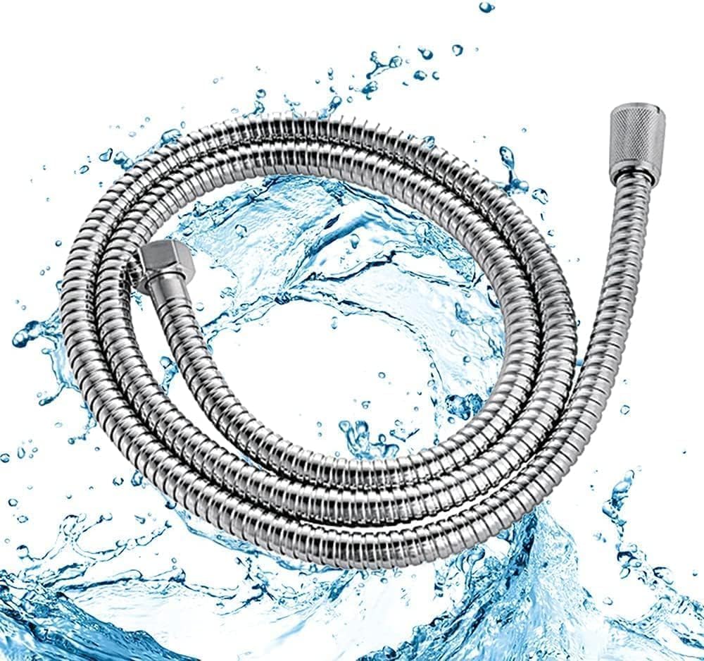 ECVV Shower Hose Stainless steel 1.5m | for bathroom Water hose | Metal Garden Hose | Metal bathroom Hose | Spray Tube | Bath Water | Flexible Stainless Steel | Silver |
