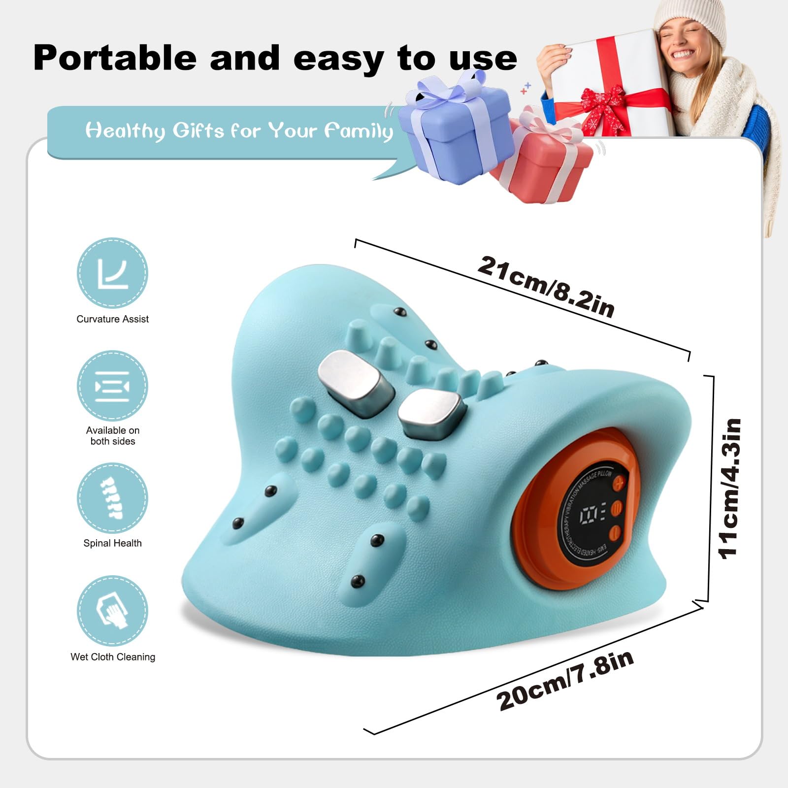 Nackenmassagegerät mit Wärme, 3D-Nackenmassage, Kabelloses Massagegerät für Nacken, 3 Modi & 6 Intensitätsstufen