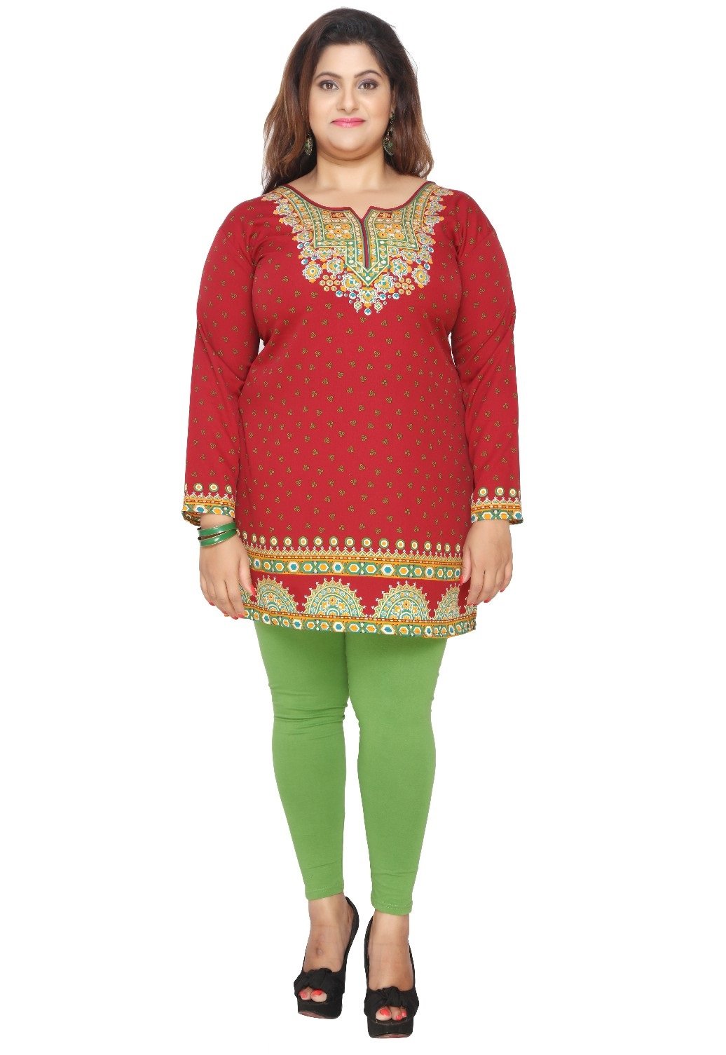 Unifiedclothes Women's Maroon Plus Size (Upto 9XL) Indian Pakistani Kurti Tunic Kurta Top Shirt Dress Eplus112b (Bust Size 52"|Dress Size 56" (7Xl))