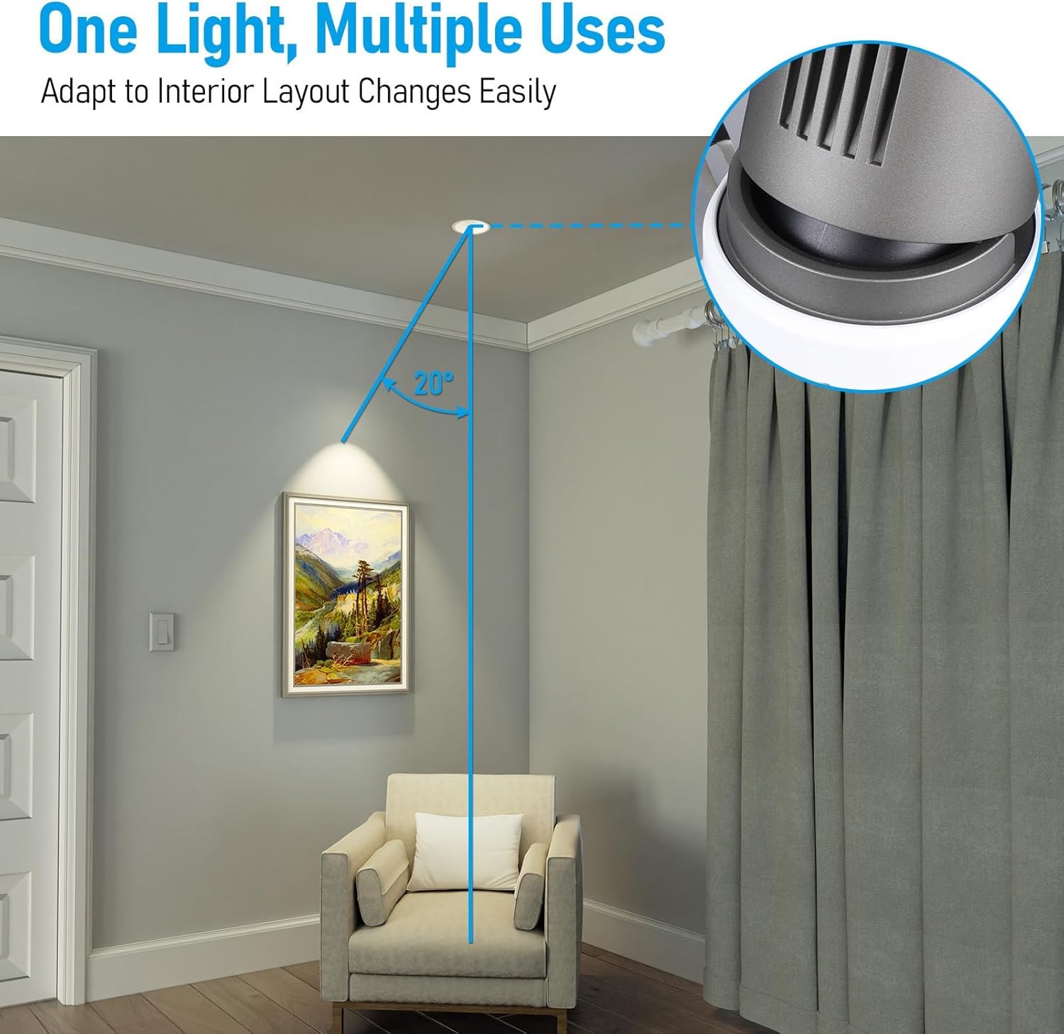 TORCHSTAR 4 Inch 5CCT Anti Glare LED Recessed Lights with J-Box, Deep Recessed Zero Glare Canless Downlight, Ultra-Slim Trim Gimbal Ceiling Light, 2700-5000K, Ultra Narrow Frame, ETL FCC, Pack of 4