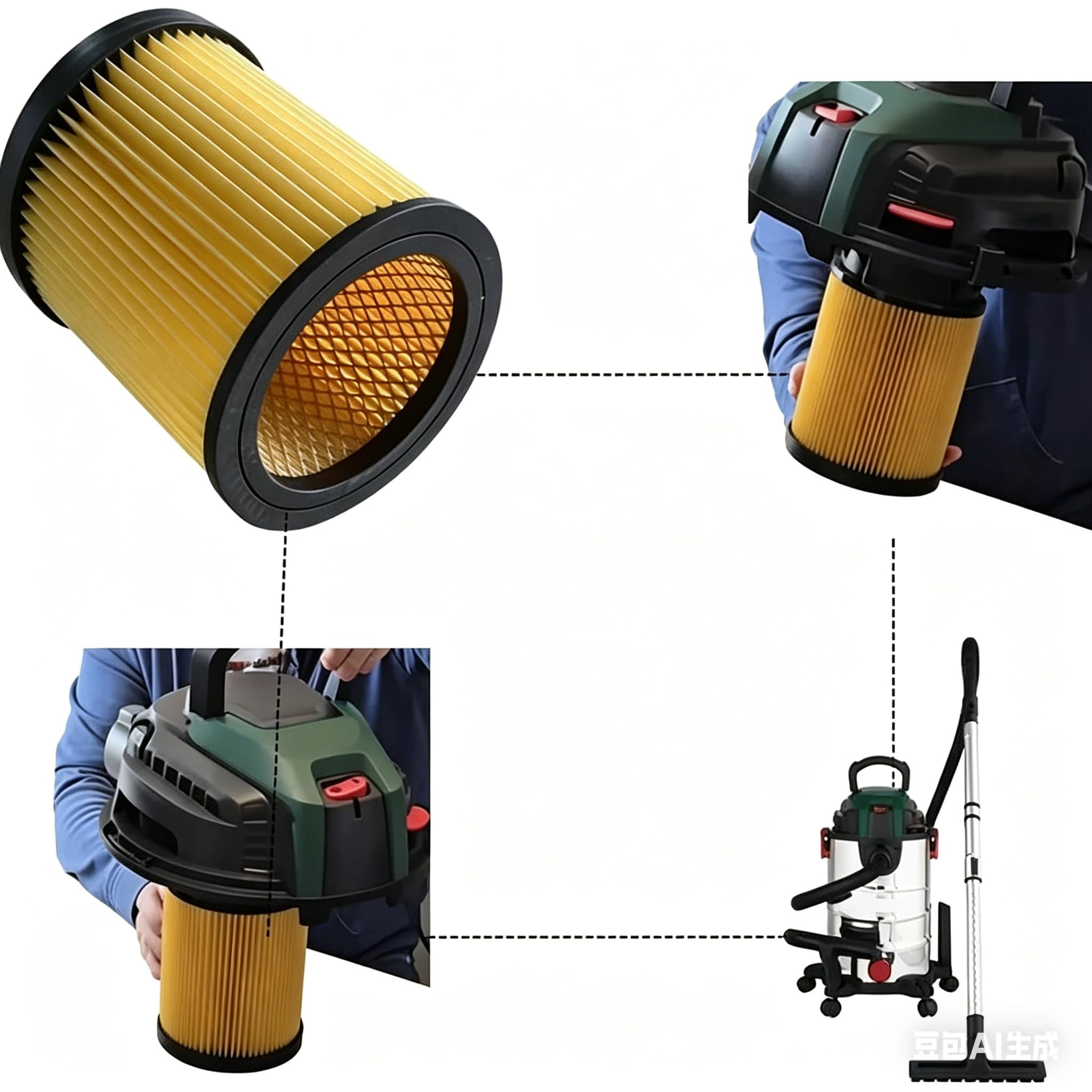 Filtre d’aspirateur 25 L compatible avec Parkside PWD 25 C4 A2 – Filtre sec/humide pour aspirateur eau et poussière – Filtre plissé remplacement
