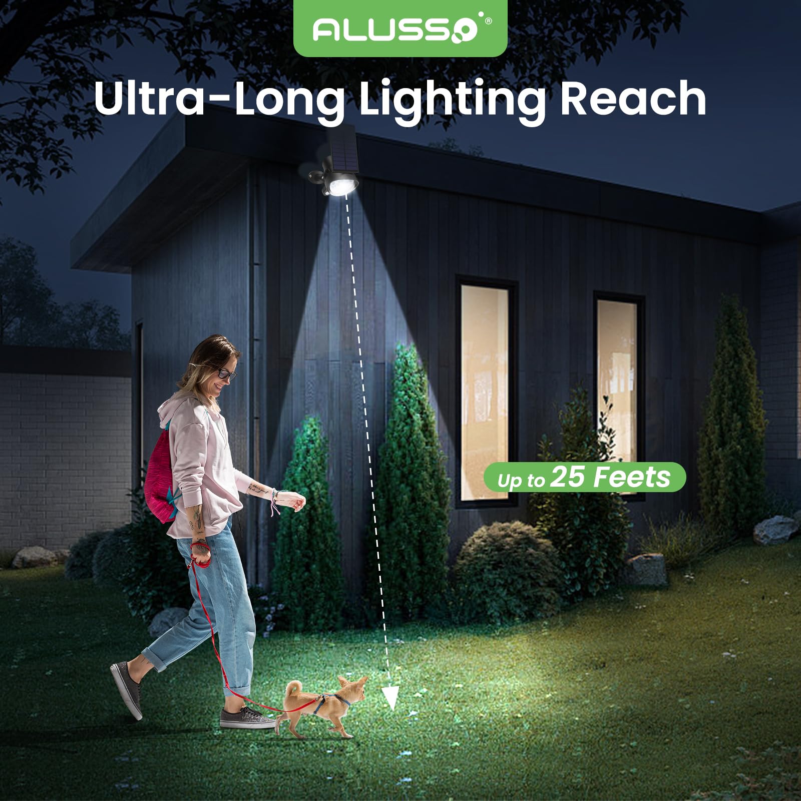 ALUSSO Solar Spot Lights Outdoor Motion Sensor, 3CCT Dimmable Solar Landscape Spotlights, Always On Flag Pole Light, IP65 Waterproof Landscape Lighting For Outside Yard Pathway Garden, 4 Pack