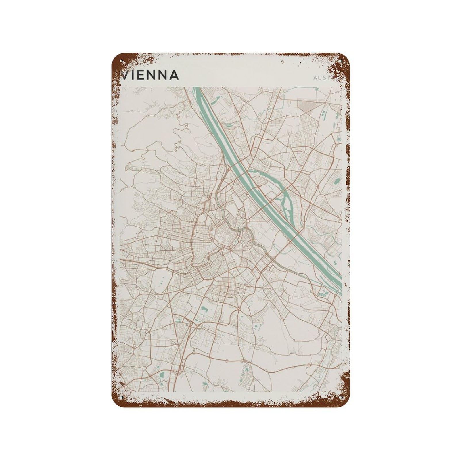 xiaoxiaoshen Vienna Map City Austria Wall Decor Art Metal Tin Poster Modern Home Decor Art Home Bar Shop Decorations Vintage Sign 30x20cm